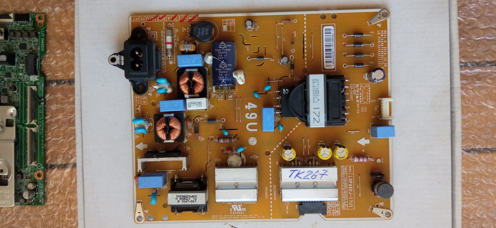 TK267 LG 49UJ635V-ZF POWER LGP49DJ-17U1 EAX67189201